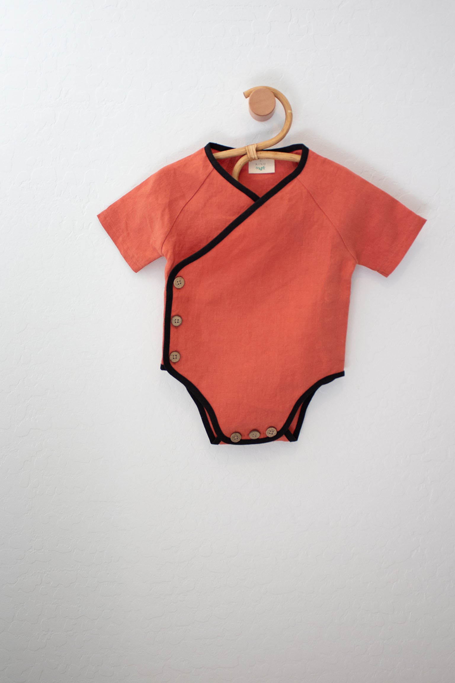 100% Hemp Essential Wrap Onesie - Flame